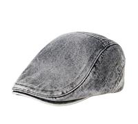 YGSGJSP Casquette Plate Chapeau Vintage en Denim délavé for Femme, Casquette de Taxi, Chapeau Plat d'été for Le Soleil(Gray)