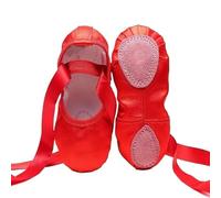 YGSGJSP Chaussons de Danse Enfants Enfants Point Débutant Pratiquant des Chaussures De Danse Semelle Souple Satin Ballet for Filles Pantoufle Danse Ballerine Chaussure(Red,30)