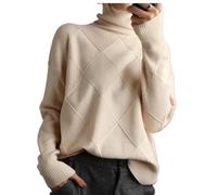 YGSIKY Pull Ample à col Rond, Pull tricoté texturé en Losange, Pull tricoté décontracté et Polyvalent de Couleur Unie, Sweat-Shirt en Tricot Automne Hiver