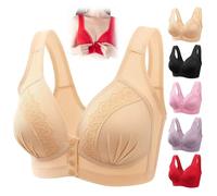 YGSIKY Soutien-Gorge à Boutons-Pression sur Le Devant, Soutien-Gorge en Coton Respirant et Doux,Soutien-Gorge à Fermeture sur Le Devant pour Femmes Plus âgées (Skin,46/105)