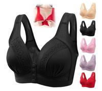 YGSIKY Soutien-Gorge à Boutons-Pression sur Le Devant, Soutien-Gorge en Coton Respirant et Doux,Soutien-Gorge à Fermeture sur Le Devant pour Femmes Plus âgées (Black,46/105)