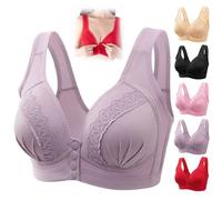 YGSIKY Soutien-Gorge à Boutons-Pression sur Le Devant, Soutien-Gorge en Coton Respirant et Doux,Soutien-Gorge à Fermeture sur Le Devant pour Femmes Plus âgées (Purple,40/90)