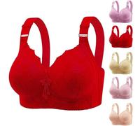 YGSIKY Soutien-Gorge à Boutons sur Le Devant, Soutien-Gorge sans Armatures, Soutien-Gorge Confortable et Respirant, Soutien-Gorge de Sport Quotidien à Fermeture sur Le Devant (Red,38)