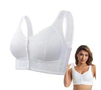 YGSIKY Soutien-Gorge pour Personnes âgées, Soutien-Gorge en Dentelle Grande Taille sans Anneau en Acier, Soutien-Gorge Respirant avec Fermeture s,Soutien-Gorge à Boutons sur Le Devant (Weiß,46/105)