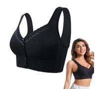 YGSIKY Soutien-Gorge pour Personnes âgées, Soutien-Gorge en Dentelle Grande Taille sans Anneau en Acier, Soutien-Gorge Respirant avec Fermeture s,Soutien-Gorge à Boutons sur Le Devant (Schwarz,42/95)