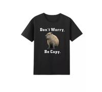 YGT56UYHft Capybara Don't Worry Be Capy Mens T-Shirt Funny Joke Rodent Laugh Novelty Black 3XL