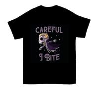 YGT56UYHft Careful I Bite Funny Cute Spooky T-Shirt Black XL
