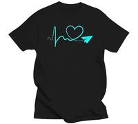 YGT56UYHft Heartbeat Plane Love Print Funny T Shirt Camiseta Ropa Hombre Black XL