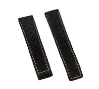 YGUK0J Bracelet De Montre En Cuir De Vache De Qualité 22 Mm Compatible Avec La Série TAG HEUER CARRERA For Hommes Bracelet De Montre(Black White line,With Silver buckle)