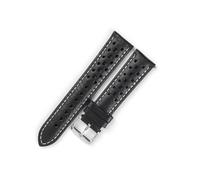 YGUK0J Bracelet de montre en cuir véritable bracelet poreux 18mm 19mm 20mm 21mm bracelet en cuir de cire à l'huile fait à la main hommes femmes bracelet de montre accessoires(Black-white line,21mm)