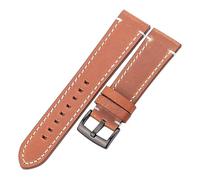 YGUK0J Bracelet De Montre En Cuir Véritable Vachette Ceinture 18 20 22 24mm Hommes Femmes Épais Fait À La Main Rétro Boucles Métal(Yellow Brown Black,20mm)