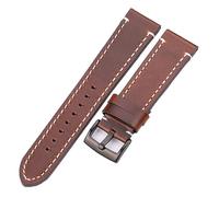 YGUK0J Bracelet De Montre En Cuir Véritable Vachette Ceinture 18 20 22 24mm Hommes Femmes Épais Fait À La Main Rétro Boucles Métal(Dark brown black,18mm)