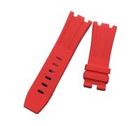 YGUKOJ 28mm Noir Bleu 15703 Nature Caoutchouc Silicone Watchband Hommes Regardez la bande de bracelet Ap Regarder des outils audemars et Piguet Belt Logo(Red,With silver buckle)