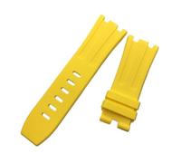 YGUKOJ 28mm Noir Bleu 15703 Nature Caoutchouc Silicone Watchband Hommes Regardez la bande de bracelet Ap Regarder des outils audemars et Piguet Belt Logo(Yellow,With rose buckle)