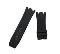 YGUKOJ 28mm Noir Bleu 15703 Nature Caoutchouc Silicone Watchband Hommes Regardez la bande de bracelet Ap Regarder des outils audemars et Piguet Belt Logo(Black,With black buckle)