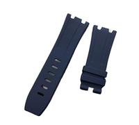 YGUKOJ 28mm Noir Bleu 15703 Nature Caoutchouc Silicone Watchband Hommes Regardez la bande de bracelet Ap Regarder des outils audemars et Piguet Belt Logo(Dark Blue,With rose buckle)