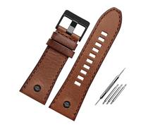 YGUKOJ Bande de montre en cuir véritable compatible avec la ceinture de montre diesel DZ4476 / 4482 DZ7408 7406 4318 Bracelet 22 24 26 26 mm Grand Great Hommes Montre Bracelet(15 Brown black,28mm)