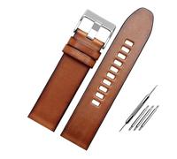 YGUKOJ Bande de montre en cuir véritable compatible avec la ceinture de montre diesel DZ4476 / 4482 DZ7408 7406 4318 Bracelet 22 24 26 26 mm Grand Great Hommes Montre Bracelet(1514 Brown silver,24mm)