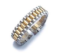 YGUKOJ Bande de surveillance Compatible avec Rolex Date d'une date de jour Datejust Date d'OysterTual Accessoires de montre à bracelet en acier inoxydable 13 17 20 20 mm Bracelet de montre(Silver Gold