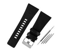 YGUKOJ Compatible avec Diesel/Police Watchands Bracelet pour homme GRAND BANDS 2 6 mm 28 mm 30 mm 32 mm Bracelet en cuir noir véritable marron, Black Silver Buckle, 30mm, bracelet
