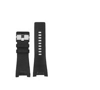 YGUKOJ Compatible avec le diesel DZ4246 DZ127 Bracelet 3B 32 * 17mm plaine noir brun foncé véritable cuir véritable fermoir en acier bracelet arraceur d'hommes dédiés(B black black)