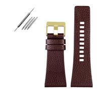 YGUKOJ Compatible avec Les Bandes de Montre Diesel/policiers du Poignet Masculin de Grande Taille 2 Bandes 2 6 mm 28 mm 30 mm 32 mm Brune en Cuir de Cache véritable Brun Noir(Brown G,32mm)