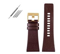 YGUKOJ Compatible avec Les Bandes de Montre Diesel/policiers du Poignet Masculin de Grande Taille 2 Bandes 2 6 mm 28 mm 30 mm 32 mm Brune en Cuir de Cache véritable Brun Noir(Brown RG,30mm)