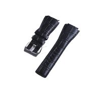 YGUKOJ Gandband En Cuir Véritable De Qualité Supérieure 34mm * 24mm De Montre Compatible Avec Une Bracelet De Montre De Cloche Ross BR01 BR03 Bracelet(Black Silver buckle)