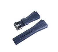 YGUKOJ Gandband En Cuir Véritable De Qualité Supérieure 34mm * 24mm De Montre Compatible Avec Une Bracelet De Montre De Cloche Ross BR01 BR03 Bracelet(Blue Sliver buckle)