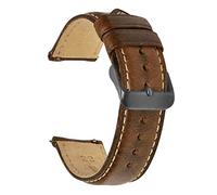 YGUKOJ Huile en cuir tanné 22mm 20mm 18mm de montre de montre à dégagement rapide bracelet brun compatible avec les hommes femmes compatibles avec fossile(Dark brown-B,22mm)