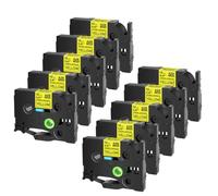 YGUWZ 3-10pcs 6 9 12 18 24 mm Rassettes compatibles avec TZ TZE-S231 TZ-S231 Étiquette d'adhésif Compatible avec Le Ruban d'imprimante PT-E100 PT-H100(10PK Black on Yellow)