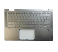 YGUWZ Clavier d'ordinateur Portable Anglais US, Compatible avec C740-14 C740-14IML, avec Couvercle supérieur Repose-Paume et Trou Compatible avec Empreintes digitales(Gold NO touchpad)