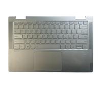 YGUWZ Clavier d'ordinateur Portable Anglais US, Compatible avec C740-14 C740-14IML, avec Couvercle supérieur Repose-Paume et Trou Compatible avec Empreintes digitales(Gold with touchpad)