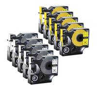 YGUWZ Paquet de 10 étiquettes compatibles en Blanc et Jaune mélangés Compatible avec imprimantes 5200 et 3M PL300 9/12/19mm 18444 18432