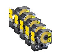 YGUWZ Paquet de 5 étiquettes compatibles avec 18433 19 mm Noir sur Jaune Compatible avec imprimantes 4200 5200 et 3M PL300