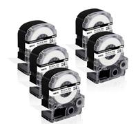 YGUWZ Paquet de 5 étiquettes Standard AS24KW, 24mm X 8m, Noir sur Blanc, Compatible avec imprimantes d'étiquettes LW-400 LW-300 LW-700 LW600P K200BL