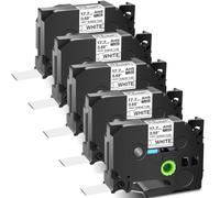 YGUWZ Paquet de 5 Tubes d'étiquettes thermorétractables de 17.7mm, Noir sur Blanc, imprimantes d'étiquettes compatibles