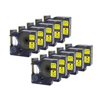 YGUWZ Ruban d'étiquettes de 12 mm Compatible avec Les imprimantes LabelManager 160 et 280. La série D1 Comprend des Rouleaux de 5 et 10 Rouleaux(10PK-Black-on-Yellow)