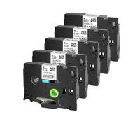 YGUWZ Ruban d'étiquettes d'identification Flexible, 6mm, Noir sur Blanc, Compatible avec Les imprimantes d'étiquettes, Cassette à Cartouche TZe-FX211, 5 Paquets