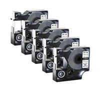 YGUWZ Rubans adhésifs Compatible avec Tubes thermorétractables, 5 pièces, compatibles avec Les Fabricants d'étiquettes de 6mm, 9mm, 12mm, 19mm, 24mm et 4200 5200(Black on White)