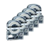 YGUWZ Rubans d'étiquettes Noir sur Blanc 9-24 mm compatibles avec Divers Fabricants d'étiquettes, Dont LW-300 LW-400 LW-600P LW-700P, Paquet de 5/10 Compatible avec SS12KW SS9KW SS18KW(5PK)