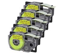 YGUWZ Rubans Noirs sur Jaune fluorescents de 18mm, compatibles avec AR-18FYW Compatible avec imprimantes d'étiquettes KL-60 KL-60SR KL-C500 KL-P350W, Paquet de 5