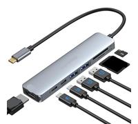 YGUWZ Station d'accueil Adaptateur Hub 4K USB C avec USB 3.0 RJ45 SD SD PD3.0, Compatible avec Les Accessoires d'ordinateur Portable(7 in 1 4K60Hz)
