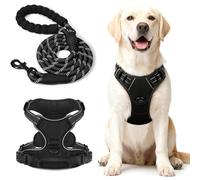 YGVQN Dog Towing Vest Strap, Harness with Handle Control+1.5M Towing Rope, Easy to Put on, Adjustable Reflective Vest with Front Buckle, Medium-Sized Dog Safety Belt, Black, L