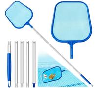 YGVQN Épuisette Piscine avec Manche Télescopique en Aluminium, Filet de Surface à Mailles Fines et Robuste pour Feuilles et Débris, Kit Nettoyage Idéal pour Piscine, Spa, Étang et Fontaine