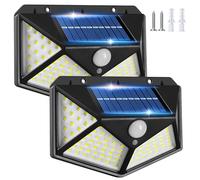 YGVQN Lampe Solaire Exterieur Détecteur Mouvement, 3 Modes 270° Eclairage Lumiere Sécurité sans Fil IP65 Etanche Spot Mural Applique pour Jardin, 【2 Pack】100 LED Lumiere Solaire Extérieur Garage