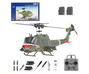 YGWXYYZJ C032 UH-1 RC Helicopters for Adults Beginners, 1/48 Scale 6CH 2.4G 6-Axis Gyro Aileronless Stabilized Aircraft with 3D Rolling & Altitude Hold Gift for Military Enthusiasts(Brown)