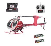 YGWXYYZJ Hélicoptère RC 300C Pro avec GPS, 2.4 GHz 3 pales 12 canaux sans Barre stabilisatrice en Alliage réaliste avec 2 Batteries Cockpit ouvrable modèle d'avion Militaire(Red,Right-Hand Throttle)