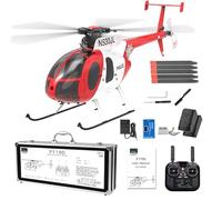 YGWXYYZJ Hélicoptère RC Intelligent F119S MD500 pour Adultes, hélicoptère télécommandé 6 canaux avec Flux Optique, Deux Moteurs coaxiaux sans balais, Cadeau pour Les passionnés RTF(Red,No Camera)