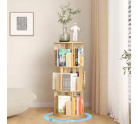 YGYQZ Bibliothèque rotative en bois de pin pour enfants à 3 niveaux - Bibliothèque sur pied ronde en bois - Affichage à 360° - Étagère étroite - Organisateur pour enfants et adultes - Rack de